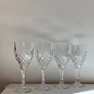 Godinger Dublin Crystal Wine/Water Goblets/Glasses Set Of 4